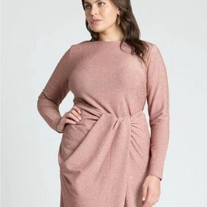 Eloquii Dusty Pink Long Sleeve Dress